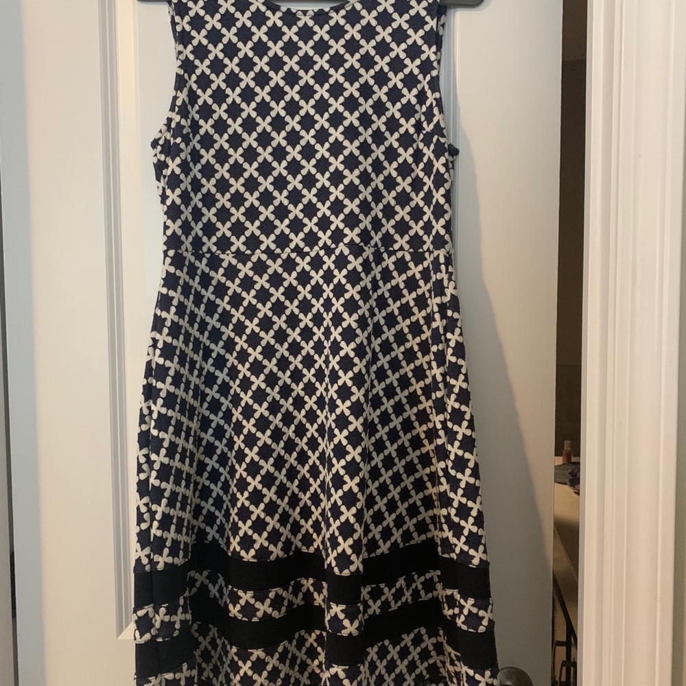 Navy and white printed dress